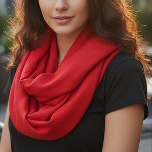 EGYPT VINTAGE Red Paisley Rectangular Scarf Embossed Long Wrap Cashmere Blend